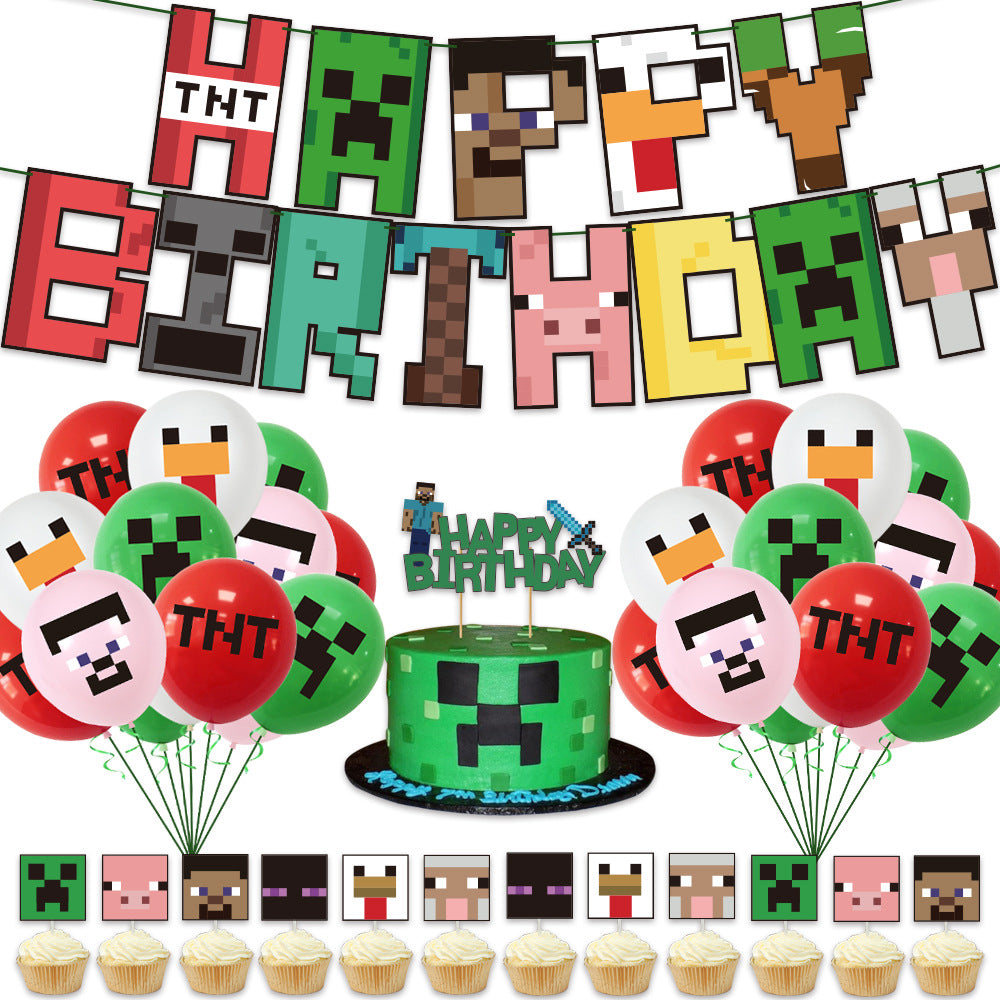 Video Gaming Style Party Balloon Happy Birthday Decorations