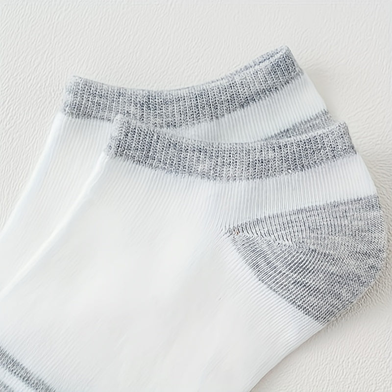 5 Pairs Striped Ankle Socks Soft Lightweight Low Cut Women's Stockings