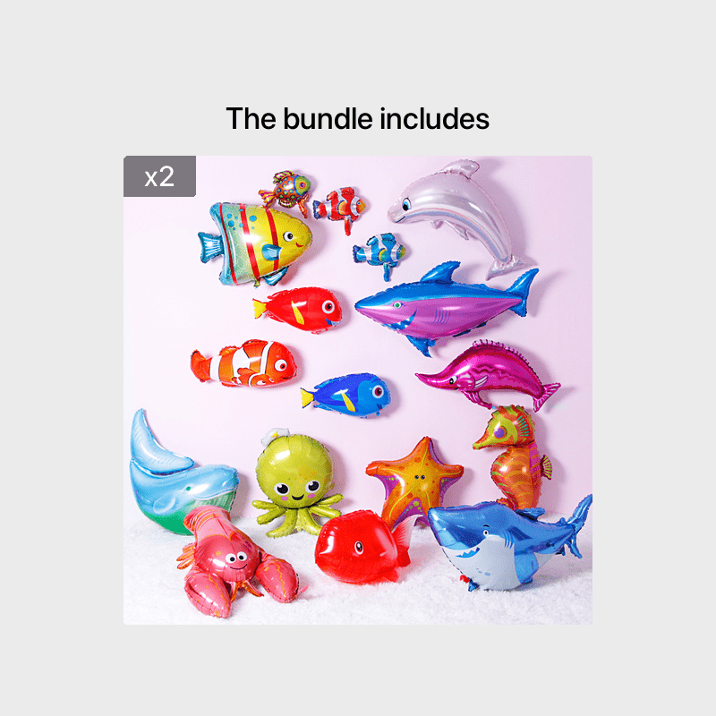 20-Piece Marine Animal Balloons Pack for Kids' Parties