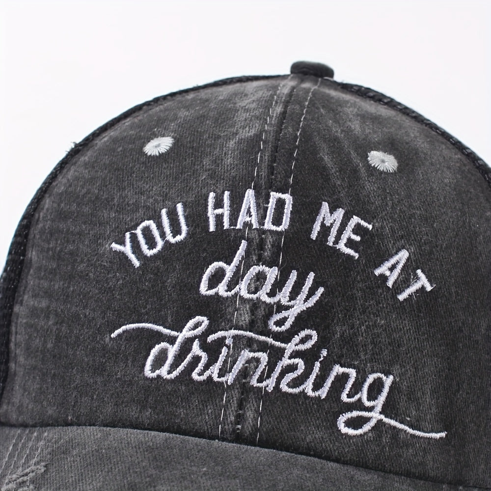 Distressed Trucker Hat Ponytail Baseball Cap Embroidery Washed Dad Hats