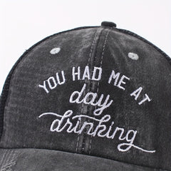 Distressed Trucker Hat Ponytail Baseball Cap Embroidery Washed Dad Hats