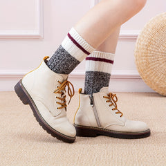 2 Pairs Striped Crew Socks Comfy & Warm Mid Tube Socks Women's Stockings