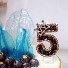 Metallic Powder Birthday Cake Number Candles With Sparkles