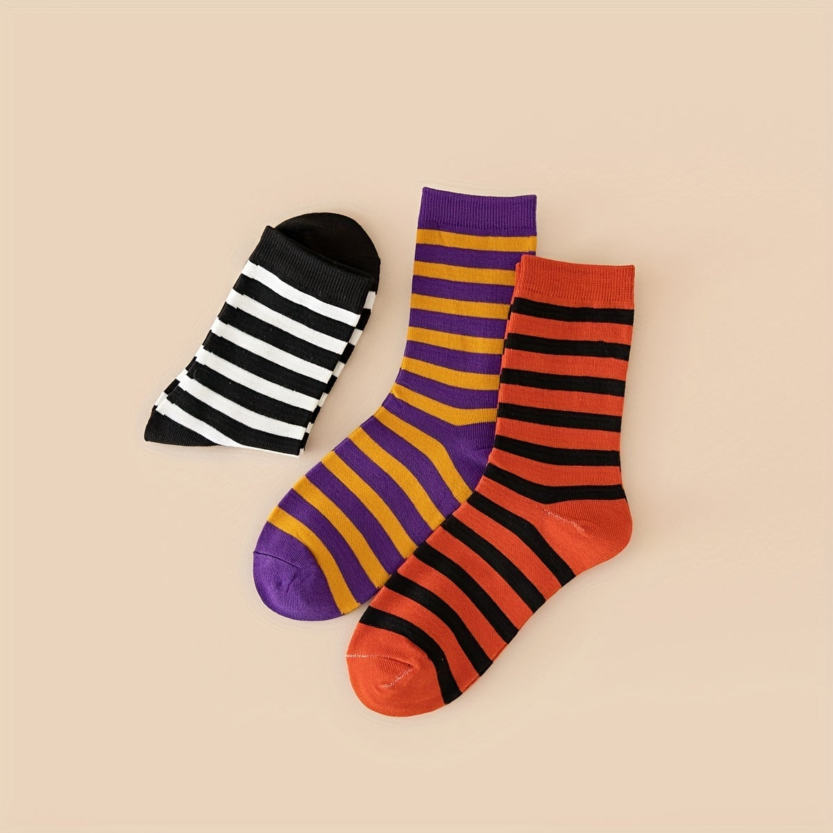 3 Pairs Striped Socks Women's Stockings & Hosiery