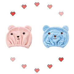 Embroidered Shower Cap & Microfiber Towel Set - Quick Dry Hair Wrap