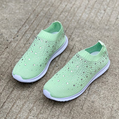 Women's Rhinestone Slip On Sport Shoes Breathable Low Top Sneakers
