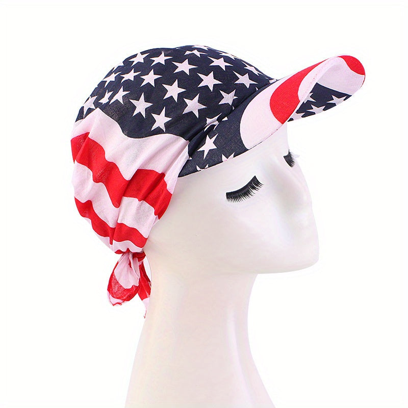 Flag Print Head Scarf Hat UV Protection Sun Visor Cap