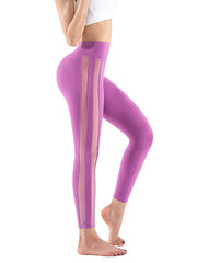 High Waisted Mesh Stripe Fitness Leggings