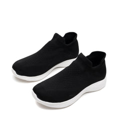 Women's Breathable Knit Platform Slip-On Sneakers Lightweight Low Top Shoes