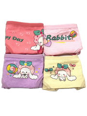 4pcs Girl's Cotton Underwear Stretch Comfy Briefs Rabbit Pattern