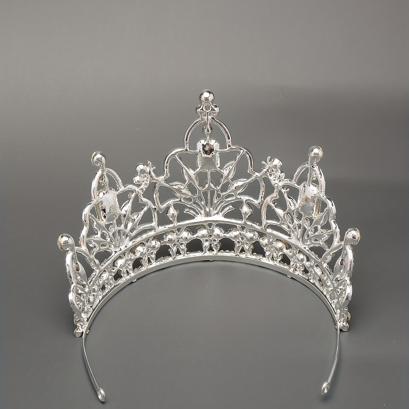 Silver Rhinestone Crown for Bride's Headwear Wedding Jewelry