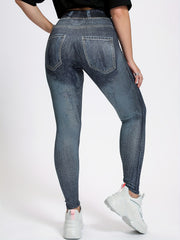 Denim Print Slim Pants Casual High Waist Long Length Pants