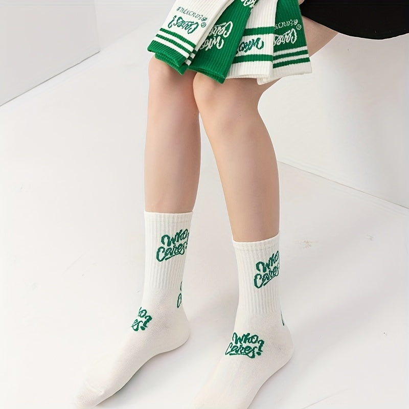 5 Pairs Letter Print Socks Mid Tube Women's Stockings