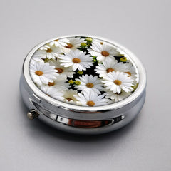 Flower Pill Case 3 Compartment Metal Organizer Portable Medicine Vitamin Holder