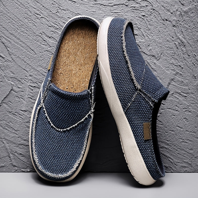 Men's Canvas Slip On Mules Lightweight Breathable Open Back Shoes