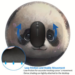 Panda Round Mouse Pad Non-slip Rubber Base for Gaming and Wireless Mouse