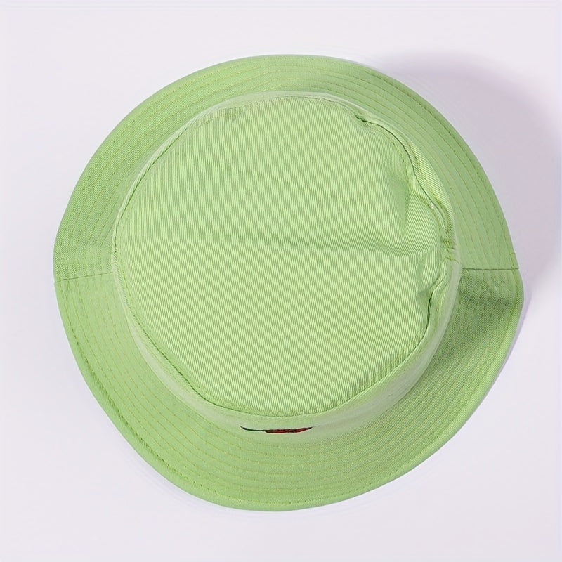 Cherry Embroidery Bucket Hat Casual Sunscreen Fisherman Cap