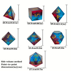 Colorful Striped Dice Set Of 7 Polyhedron Crafting Board Game