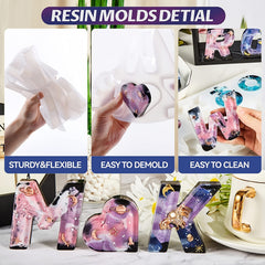 Large Reversed Alphabet Resin Molds Silicone Mold Set