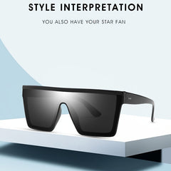 Flat Top Shield Glasses Square Frame Sunglasses Oversized Ombre Lens