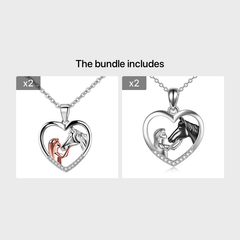 Zircon Inlaid Horse Heart Pendant Necklace
