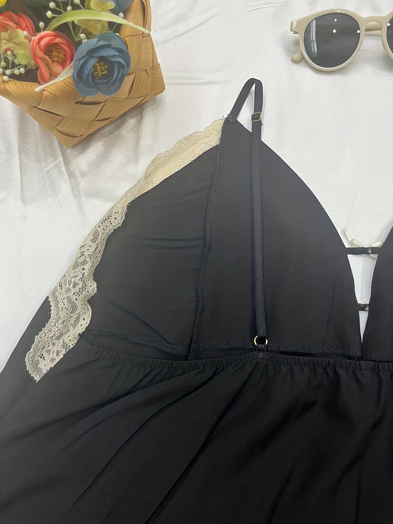 Nightdress Lace Trim Mini Cami Sleep Dress