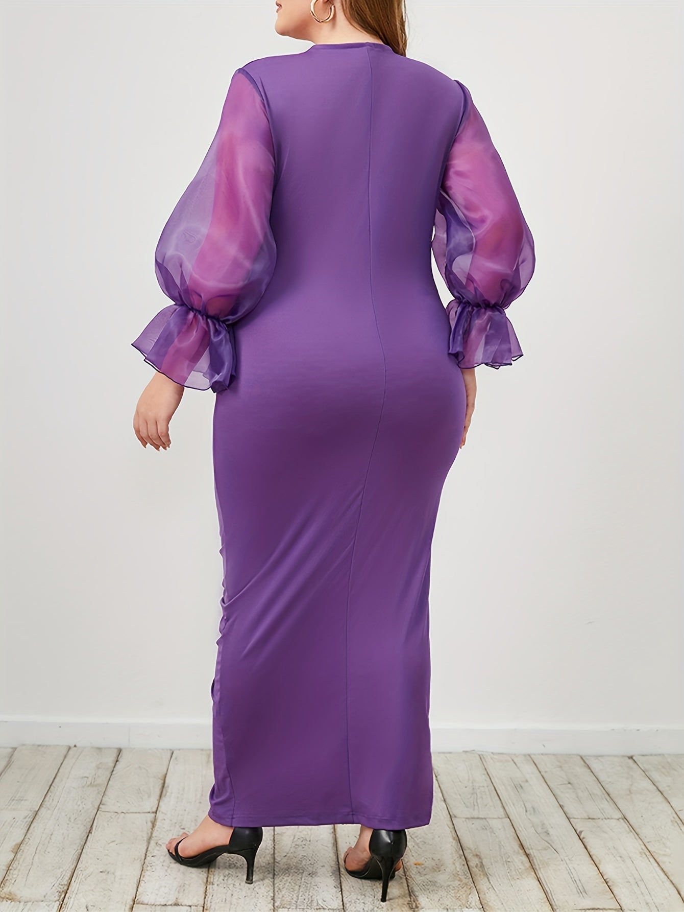  Maxi Dress Surplice Neck Ruched Split