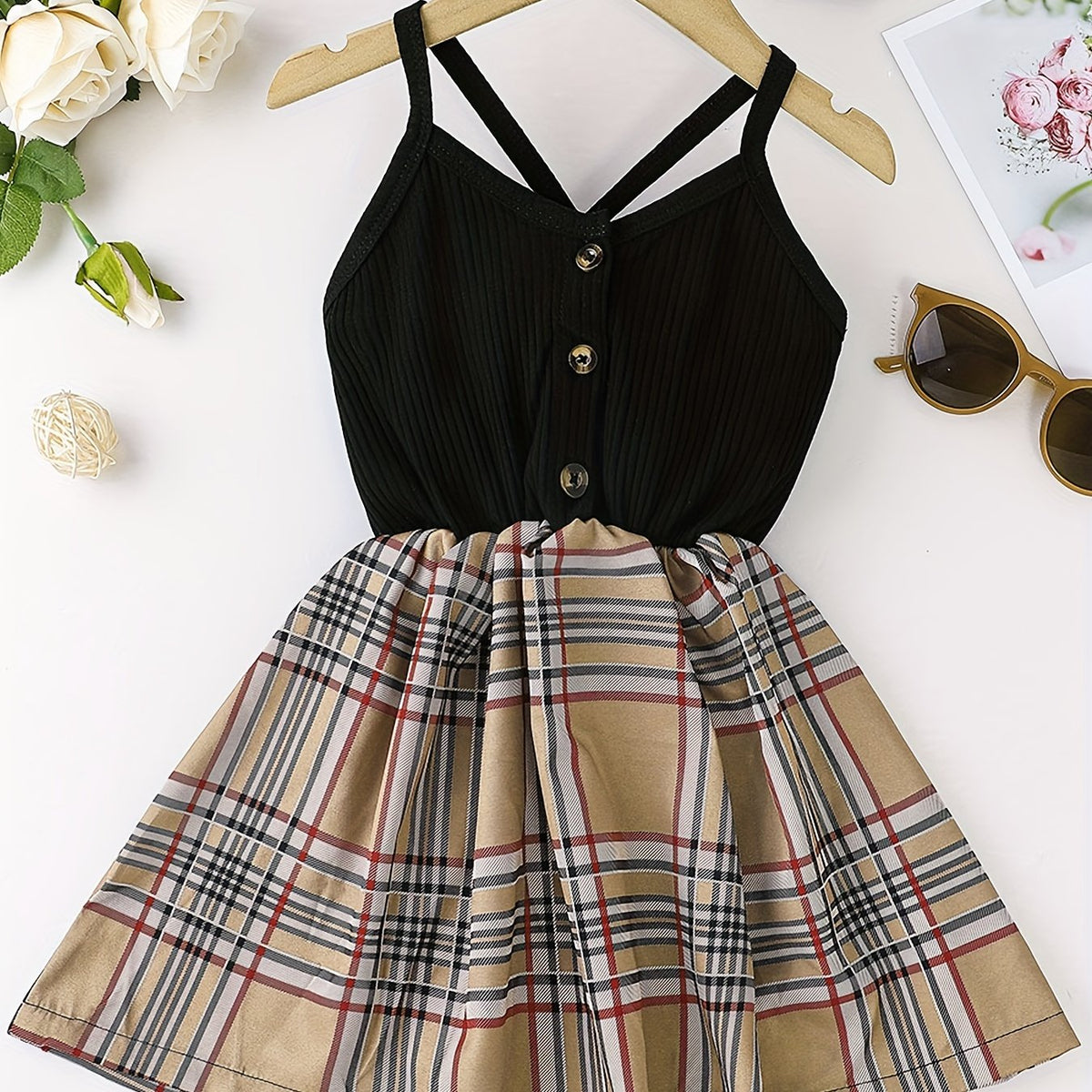 Baby Girls Plaid Sleeveless Cami Dress for Summer