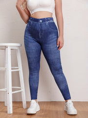  Denim Print High Rise Leggings