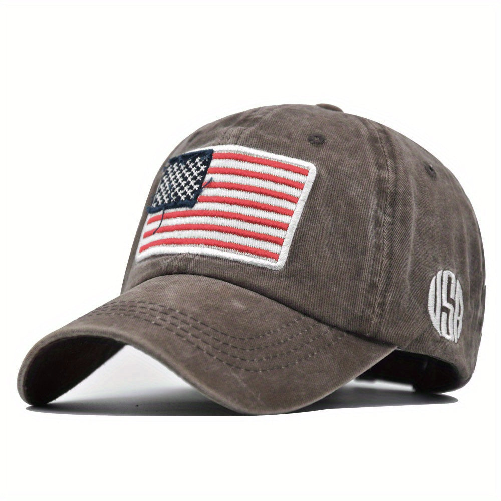 Flag Embroidery Baseball Cap Distressed Sports Hat Adjustable Sunscreen