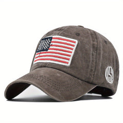 Flag Embroidery Baseball Cap Distressed Sports Hat Adjustable Sunscreen