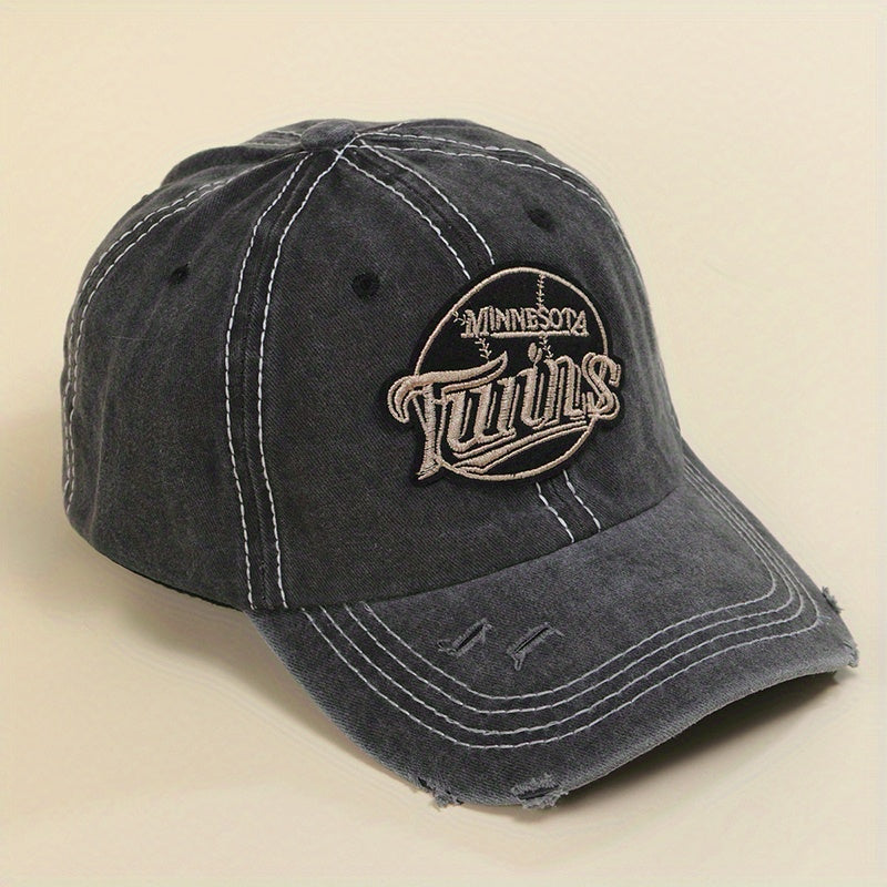 Vintage Ripped Embroidery Baseball Cap Cotton Label Patch Sports Hat