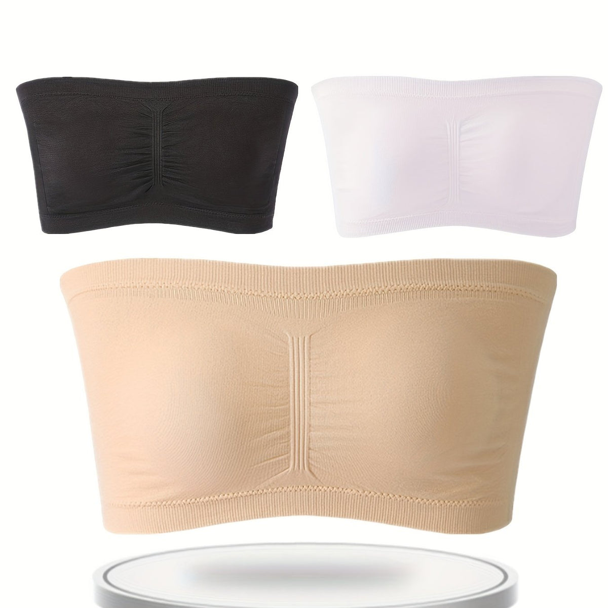 3pcs Strapless Bandeau Bras Seamless Wireless Bra Women's Lingerie