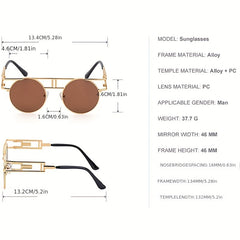 Men's Vintage Steampunk Round Frame Sunglasses