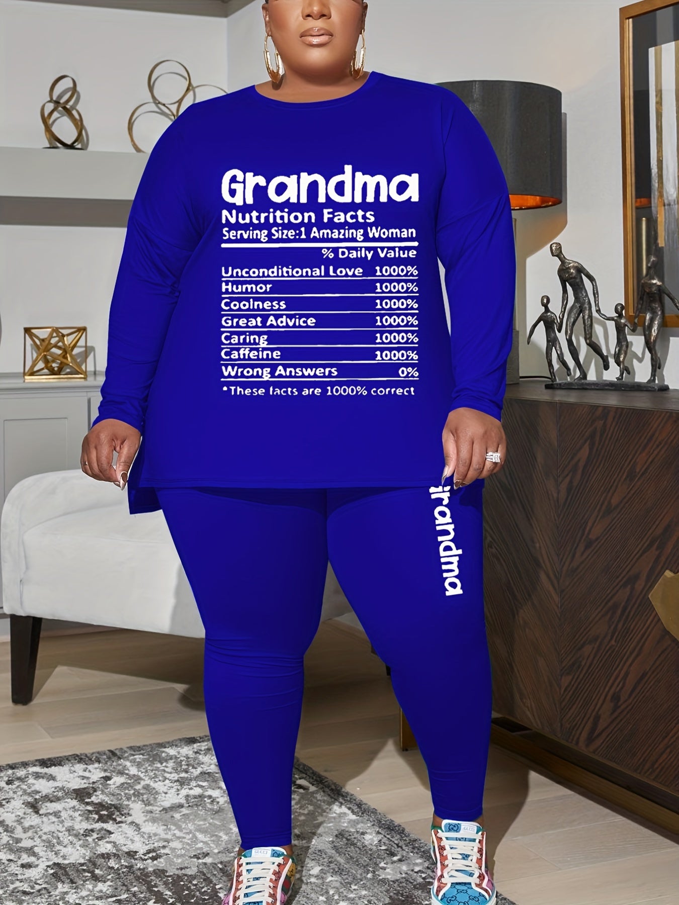  Letter Print Top & Leggings 2 Pc Set