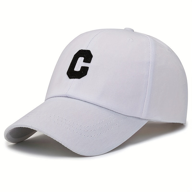 C Label Baseball Cap Cotton Solid Adjustable Sports Hat Outdoor Sunscree