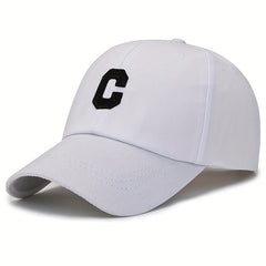 C Label Baseball Cap Cotton Solid Adjustable Sports Hat Outdoor Sunscree