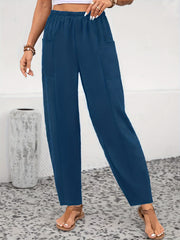 Women's Plus Solid High Rise Loose Fit Trousers