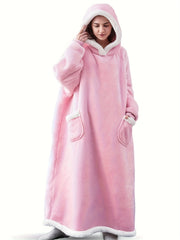  Flannel Lounge Robe Hooded Winter Fleece Blanket