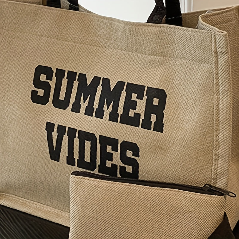 Durable Tote Bag With Little Pouch Magnet Canvas Large Capacity Handbag