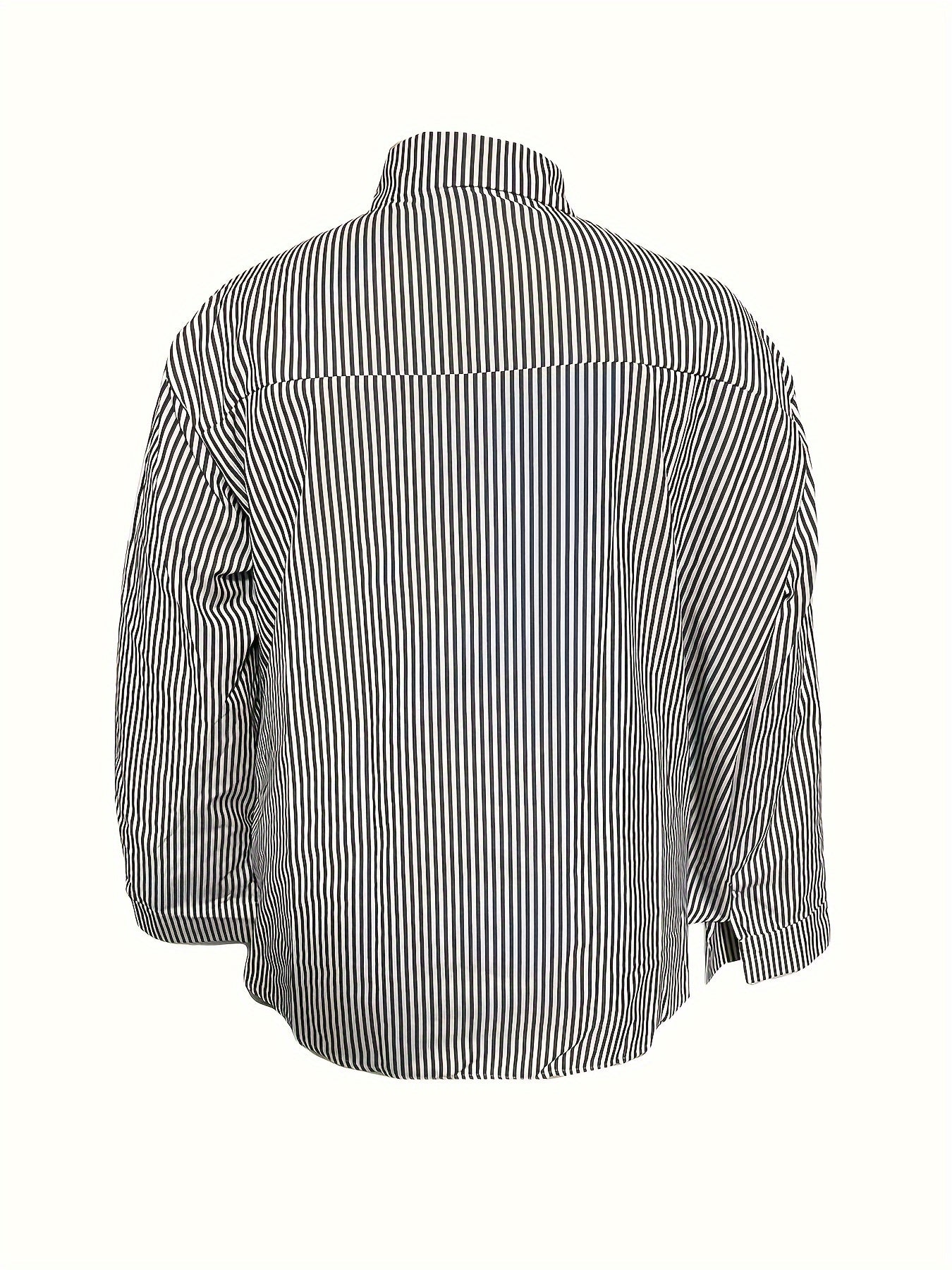  Stripe Print Long Sleeve Button Up Shirt