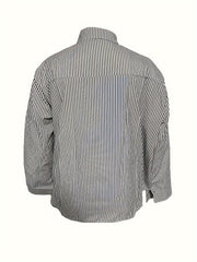  Stripe Print Long Sleeve Button Up Shirt