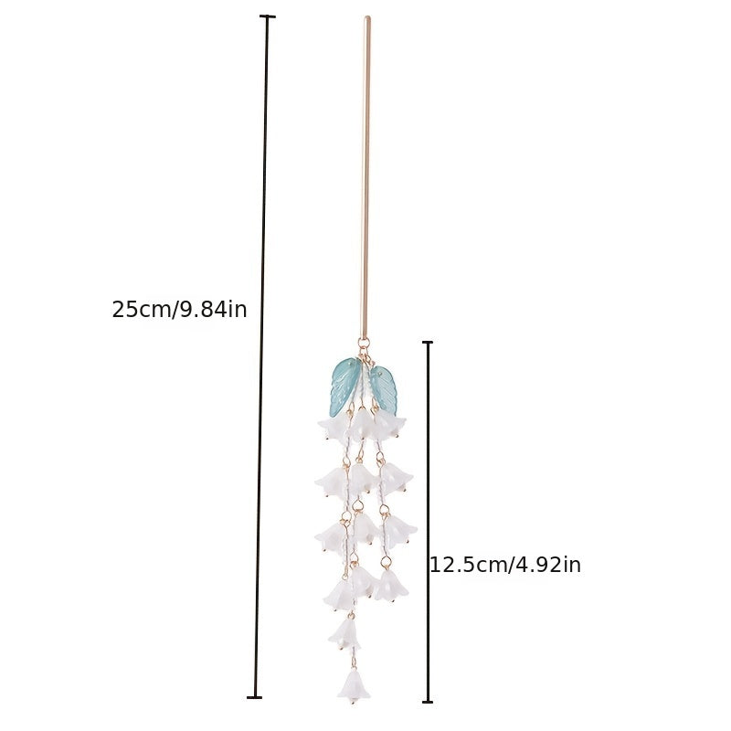Vintage Chinese Style Hanfu Hairpin with Faux Pearl Flower Leaf