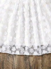 Girls' Flowers Appliques Smocked Princess Dress
