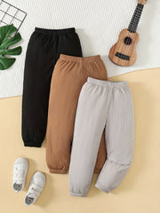 3pcs Girls Cotton Active Jogger Pants Stretch Fit Kid Trousers