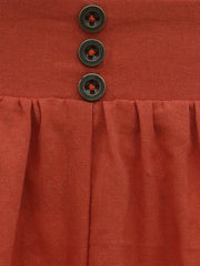 Women's Plus Button Decor Elastic Waist Solid Maxi Skirt