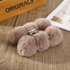 Fluffy Plush Hair Claw Clip Winter Hair Barrettes for Girls Woman