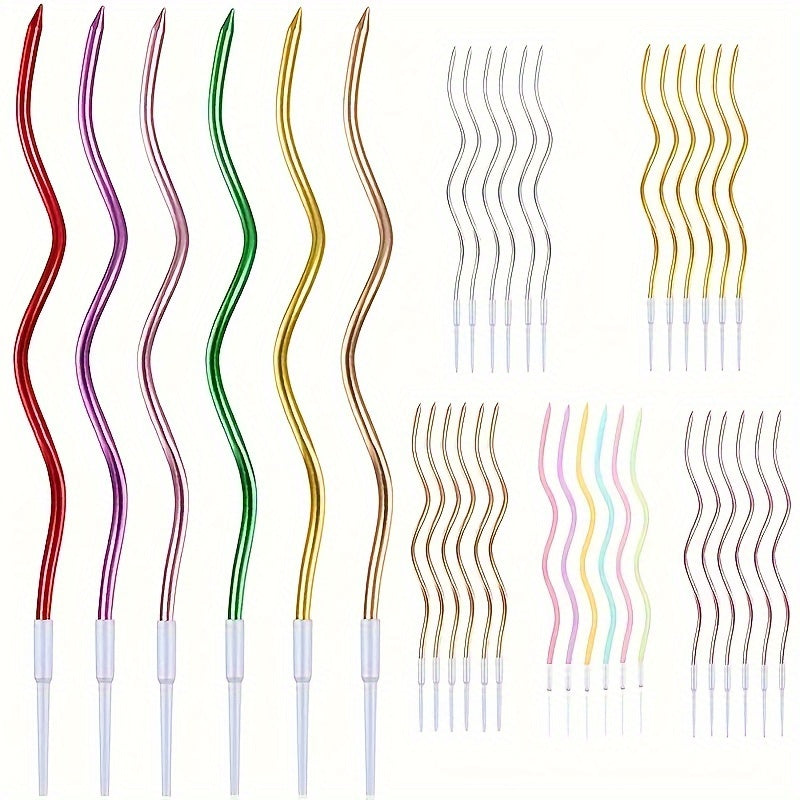 6pcs Birthday Cake Shape Curve Candle Party Candle Large Polish Curved Candle