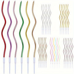 6pcs Birthday Cake Shape Curve Candle Party Candle Large Polish Curved Candle