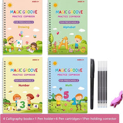 4 Reusable Copybooks with Pen for Kids Handwriting Practice Learning Toys